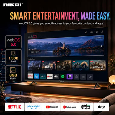 نيكاي 65 بوصة تلفزيون ذكي,دقة 4 كيه كيو ليد,60 Hz,اسود,NIK65MEU4QLED