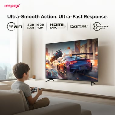 امبيكس 55 بوصة تلفزيون ذكي,دقة 4 كيه ليد,60 Hz,اسود,Impex evoQ 55" Ultra HD GOOGLE LED TV