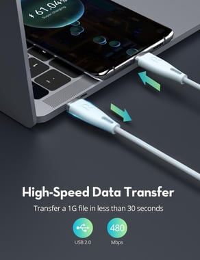 Ravpower Rp-Cb1037 Ravpower Rp-Cb1037 Nylon Braided C-C Cable 60w 1.2m Light Blue Sync & Charge Cable,1.2 Cm,Light Blue
