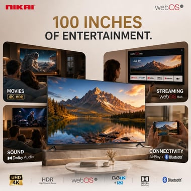 Nikai 100" Smart Tv,Uhd Led,60 Hz,Black,Nik100meu4stn