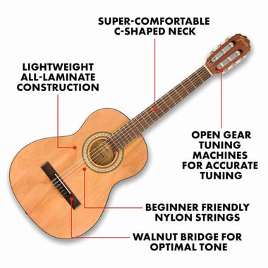 Fender Acoustic Guitar Beginner,Right-Handed,6,Kids,Brown