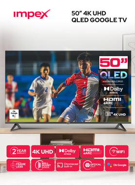 امبيكس 50 بوصة تلفزيون ذكي,دقة 4 كيه كيو ليد,60 Hz,اسود,50-Inch Google QLED TV