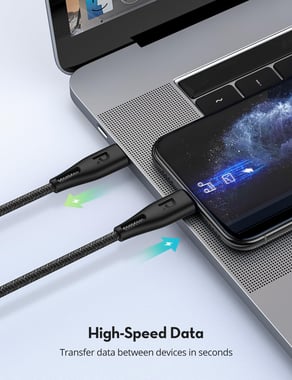 Ravpower Rp-Cb1018 Ravpower Rp-Cb1018 Type-C To Lightning Cable 2m Nylon Gray Sync & Charge Cable,2 Cm,Grey