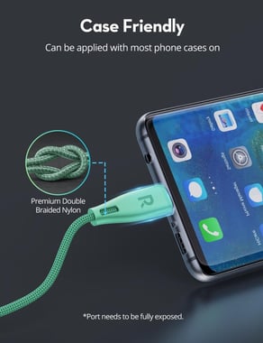 Ravpower Rp-Cb1037 Rp-Cb1037 Nylon Braided C-C Cable 60w 1.2m Teal Sync & Charge Cable,1.2 Cm,Green