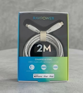 Ravpower Rp-Cb1018 Ravpower Rp-Cb1018 Type-C To Lightning Cable 2m Nylon White Sync & Charge Cable,2 Cm,White