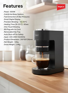 Impex Espresso Machine,Black
