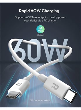 Ravpower Rp-Cb1021 Ravpower Rp-Cb1021 Type-C To Type-C Cable 1m Tpe White Sync & Charge Cable,1 Cm,White