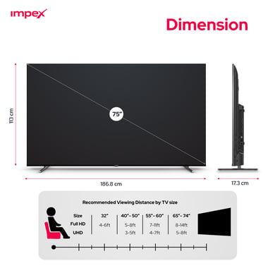Impex 75" Smart Tv,4k Qled,,Black,75-Inch Qled Smart Google Tv