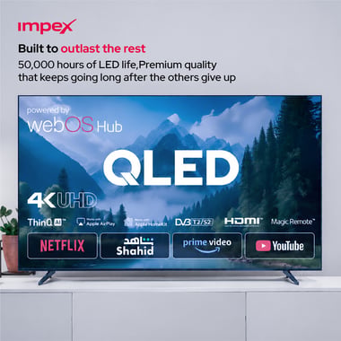 امبيكس 100 بوصة تلفزيون ذكي,دقة 4 كيه كيو ليد,144 هرتز VRR/240 هرتز DLG,اسود,Impex Fiesta 100" SMART QLED TV