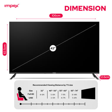 Impex 43" Smart Tv,Full Hd Qled,60 Hz,Black,Wios43q
