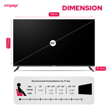 امبيكس 50 بوصة تلفزيون ذكي,دقة كاملة كيو ليد,60 Hz,اسود,Wios50Q