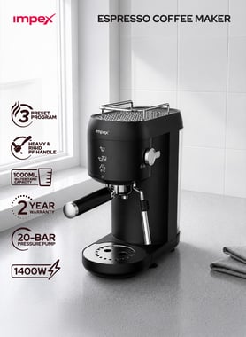 Impex Espresso Machine,1.0 L,Black