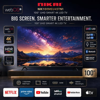 Nikai 100" Smart Tv,Uhd Led,60 Hz,Black,Nik100meu4stn