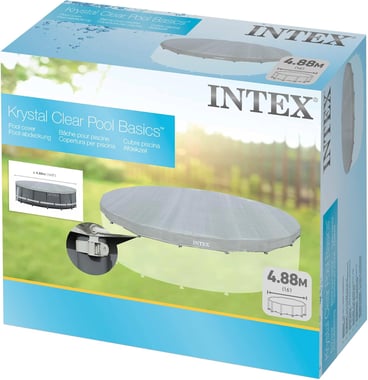 Intex Above-Ground Pool Cover 488.00 Cm×488.00 Cm×20.00 Cm,Drawstring,Grey