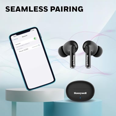 هوني ويل HC000319/AUD/TWS/BLK سماعات أذن,الغاء الضوضاء,شحن يو اس بي سي,ميكروفون مدمج,أسود