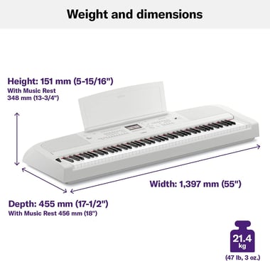 Yamaha Dgx-670wh 88 Keys Digital Piano,Intermediate,Adults,White