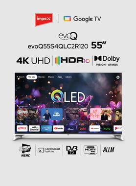 Impex 55" Smart Tv,4k Qled,120 Hz (Dlg),Black,Impex 55 Inch Qled Google Tv