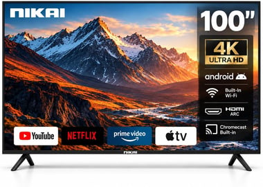 Nikai 100" Smart Tv,Uhd Led,60 Hz,Black,Nik100meu4stn