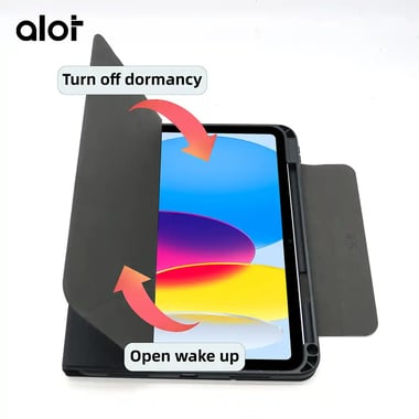 ألوت iPad Air 10.9 حافظة كمبيوتر لوحي بغطاء خلفي,أسود