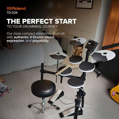 Roland Acoustic Drum Set Beginner 5 Pieces,Adults,Black