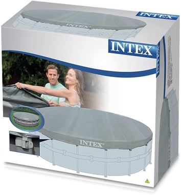 Intex Above-Ground Pool Cover 488.00 Cm×488.00 Cm×20.00 Cm,Drawstring,Grey