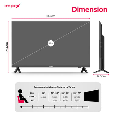 امبيكس 50 بوصة تلفزيون ذكي,دقة 4 كيه ليد,60 Hz,اسود,Impex 50 Inch 4K UHD Smart LED TV