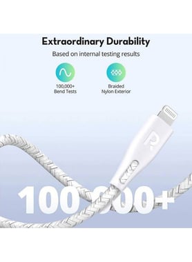 Ravpower Rp-Cb1018 Ravpower Rp-Cb1018 Type-C To Lightning Cable 2m Nylon White Sync & Charge Cable,2 Cm,White