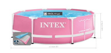 Intex Framed Pool 244.00 Cm×244.00 Cm×76.00 Cm,4 Person,Pink