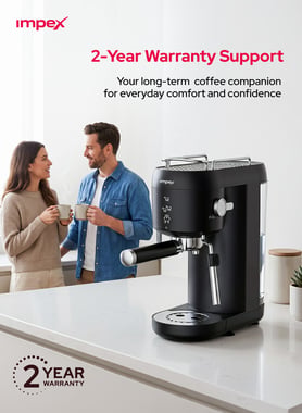 Impex Espresso Machine,1.0 L,Black