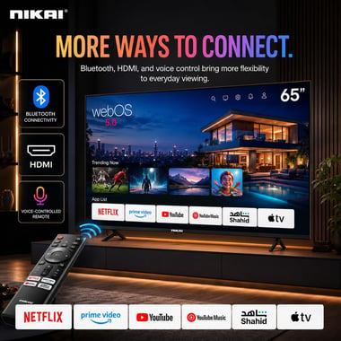 نيكاي 65 بوصة تلفزيون ذكي,دقة 4 كيه كيو ليد,60 Hz,اسود,NIK65MEU4QLED