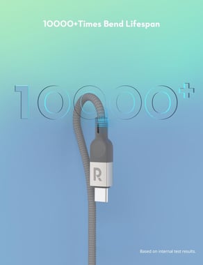 Ravpower Ravpower 100w Magnetic Nylon Braided C-C Cable 1.2m Sync & Charge Cable,1.2 Cm,Grey