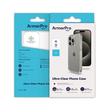 Armorpro Iphone 15 Pro Back Cover Mobile Case,Clear