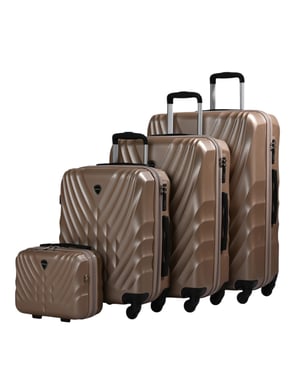 Track Luggage Set (14"/20"/24"/28"),4 Pieces,Brown