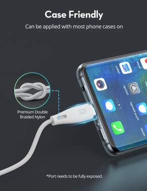 Ravpower Rp-Cb1037 Ravpower Rp-Cb1037 Nylon Braided C-C Cable 60w 3a 1.2m White Sync & Charge Cable,1.2 Cm,White