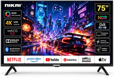 Nikai 75" Smart Tv,4k Qled,60 Hz,Black,Nik75meu4qled