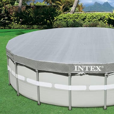 Intex Above-Ground Pool Cover 488.00 Cm×488.00 Cm×20.00 Cm,Drawstring,Grey