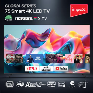 Impex 75" Smart Tv,Uhd Led,60 Hz,Black,Impex 75 Inch 4k Uhd Smart Led Tv