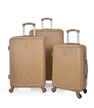 Track Luggage Set Of 3 (20"/24"/28"),3 Pieces,Gold