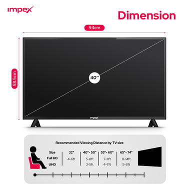امبيكس 40 بوصة تلفزيون ذكي,دقة كاملة ليد,60 Hz,اسود,Impex 40 Inch Full HD Smart LED TV