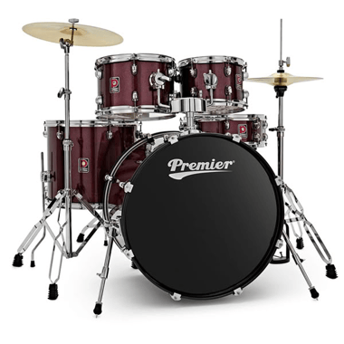 Premier Acoustic Drum Set Beginner 5 Pieces,Adults,Red