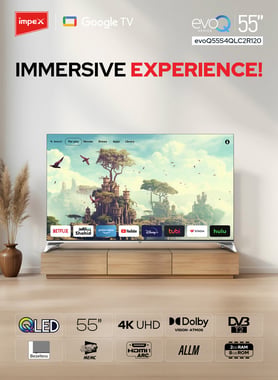 Impex 55" Smart Tv,4k Qled,120 Hz (Dlg),Black,Impex 55 Inch Qled Google Tv