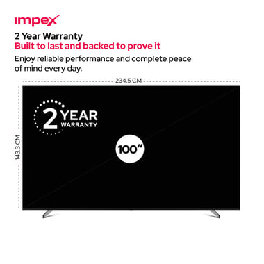 امبيكس 100 بوصة تلفزيون ذكي,دقة 4 كيه كيو ليد,144 هرتز VRR/240 هرتز DLG,اسود,Impex Fiesta 100" SMART QLED TV