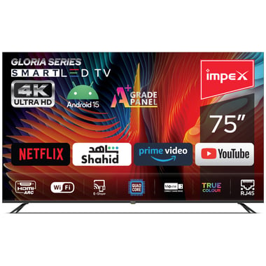 Impex 75" Smart Tv,Uhd Led,60 Hz,Black,Impex 75 Inch 4k Uhd Smart Led Tv
