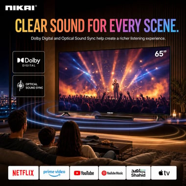 نيكاي 65 بوصة تلفزيون ذكي,دقة 4 كيه كيو ليد,60 Hz,اسود,NIK65MEU4QLED