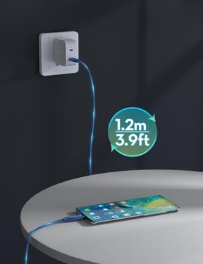 Ravpower Rp-Cb1037 Rp-Cb1037 Nylon Braided C-C Cable 60w 1.2m Ultramarine Sync & Charge Cable,1.2 Cm,Blue