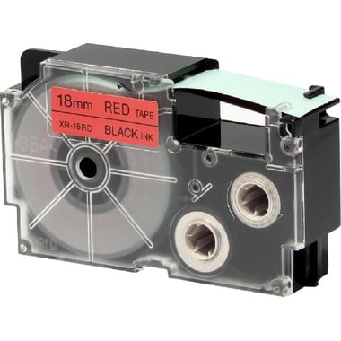 Casio EZ-Label XR-18 Label Printer Tape, 18 mm, Ink: White/Tape: Red