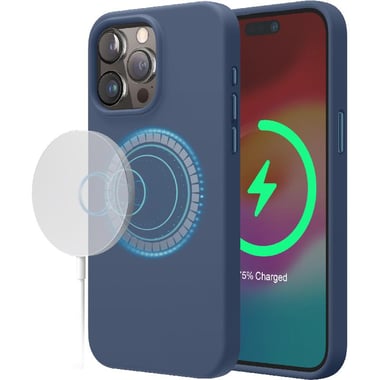 Elago Magnetic Silicone Back Cover Mobile Case with MagSafe, for iPhone 15 Pro Max, Jean Indigo