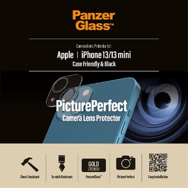 PanzerGlass Camera Lens Protector (Full Frame) Smartphone Camera Accessory, for iPhone 13, Black