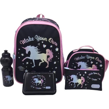Roco Unicorn Dream 5-in-1 Backpack with Accessory, Black/Pink