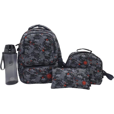Atrium Camouflage 4-in-1 Value Set Backpack with Accessory, Grey/Orange